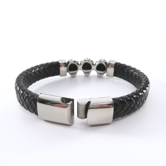 Braided Leather Bracelet, Cheetah Heads, Unisex - Picture 8 of 9